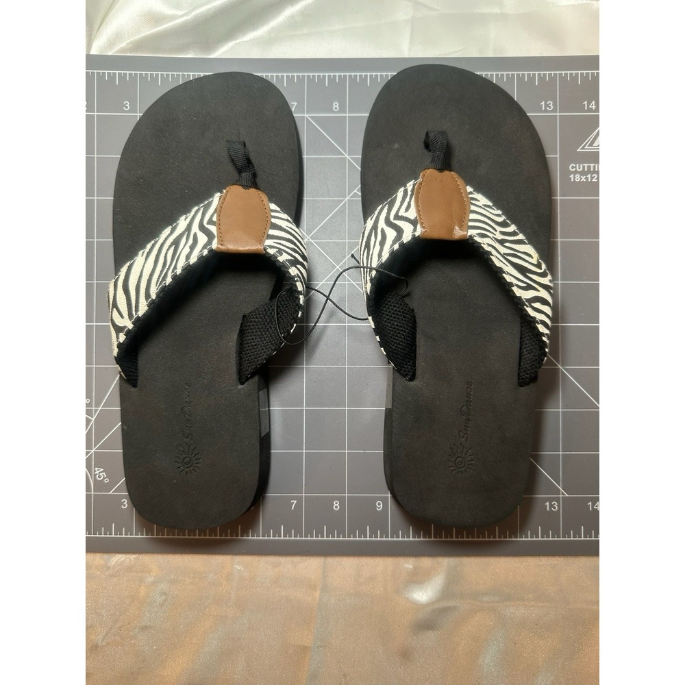 Sun Dance Women's Sz 8 Zebra Flip Flops Thong Sandals New No Box
